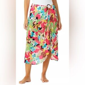 Anne Cole Wrap Skirt Swim Coverup Size L/XL Vibrant Floral Pattern NWT